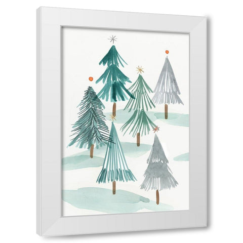 Ornament Tree II  White Modern Wood Framed Art Print by PI Studio