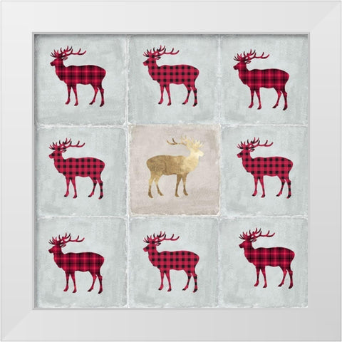 Tiled Deer  White Modern Wood Framed Art Print by PI Studio