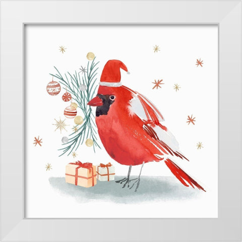 Red Cardinal II  White Modern Wood Framed Art Print by PI Studio