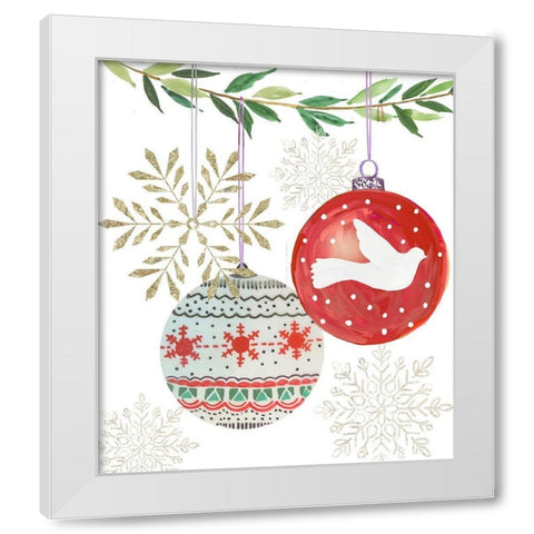 Hanging Ornaments II  White Modern Wood Framed Art Print by PI Studio