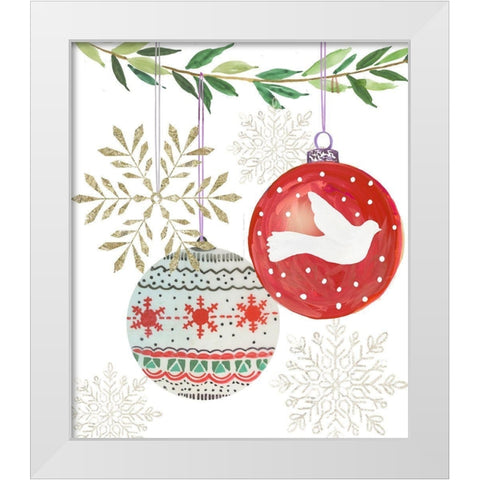 Hanging Ornaments II  White Modern Wood Framed Art Print by PI Studio