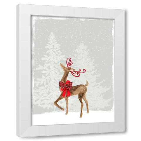 Reindeer Stance  White Modern Wood Framed Art Print by PI Studio