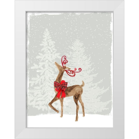 Reindeer Stance  White Modern Wood Framed Art Print by PI Studio