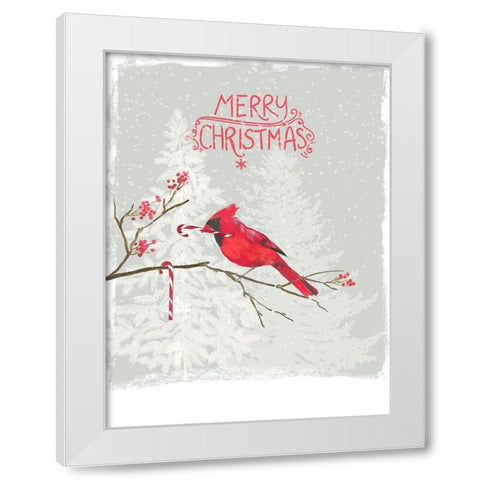 Cardinal Candy Cane  White Modern Wood Framed Art Print by PI Studio