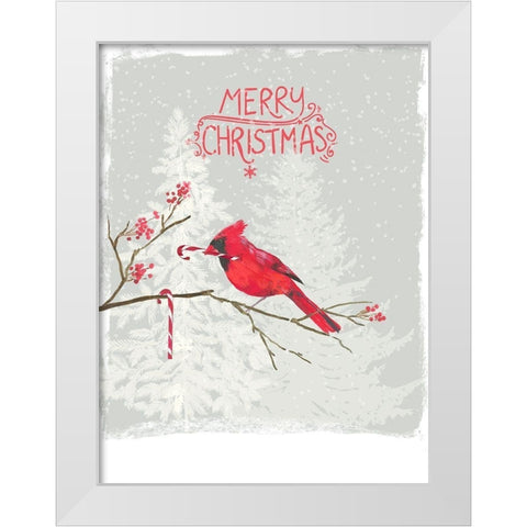 Cardinal Candy Cane  White Modern Wood Framed Art Print by PI Studio