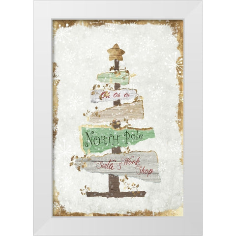 Golden Christmas Tree  White Modern Wood Framed Art Print by PI Studio