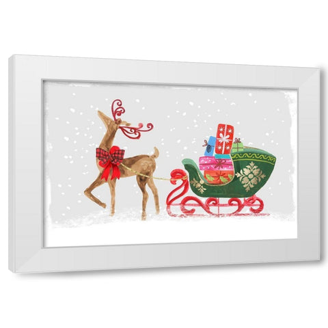 Proud Reindeer with Gifts  White Modern Wood Framed Art Print by PI Studio