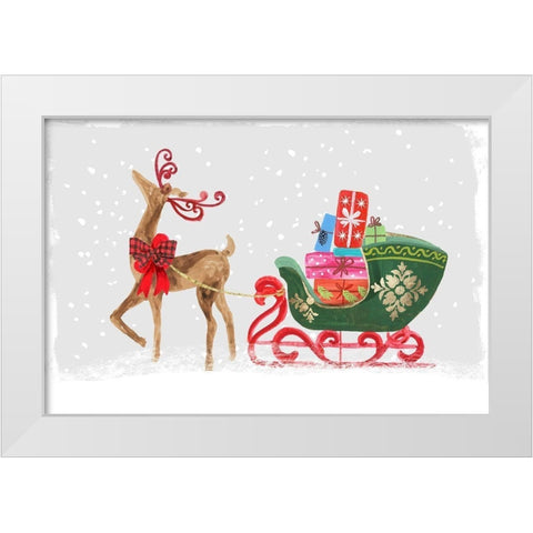 Proud Reindeer with Gifts  White Modern Wood Framed Art Print by PI Studio