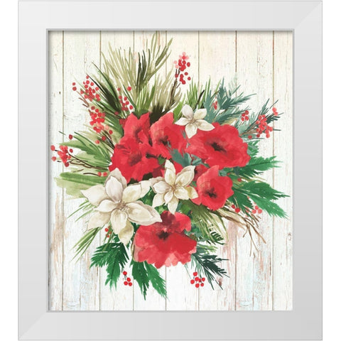 Red Floral II  White Modern Wood Framed Art Print by PI Studio