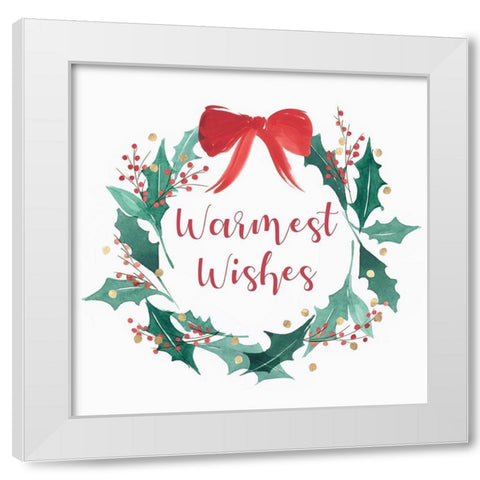 Warnest Wishes Wreath  White Modern Wood Framed Art Print by PI Studio