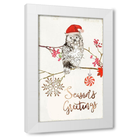 Christmas Owl II  White Modern Wood Framed Art Print by PI Studio