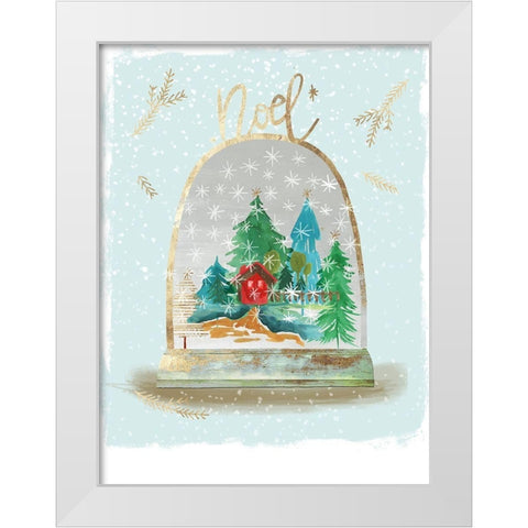 Holiday Snow Globe III  White Modern Wood Framed Art Print by PI Studio