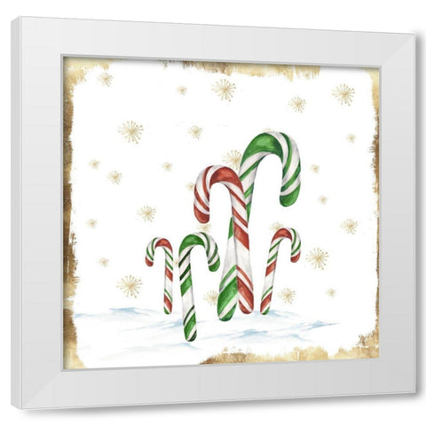 Snowy Candycanes I  White Modern Wood Framed Art Print by PI Studio