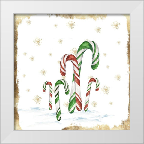 Snowy Candycanes I  White Modern Wood Framed Art Print by PI Studio