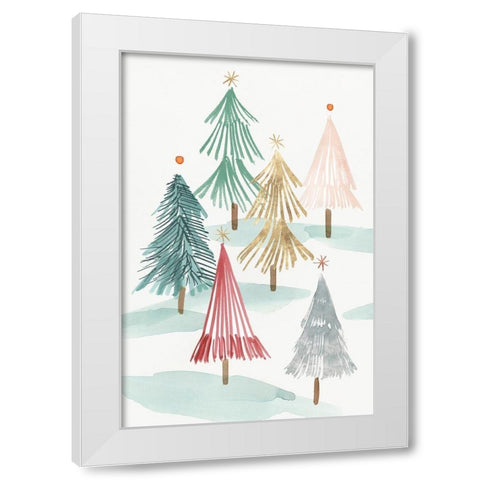 Christmas Trees I  White Modern Wood Framed Art Print by PI Studio