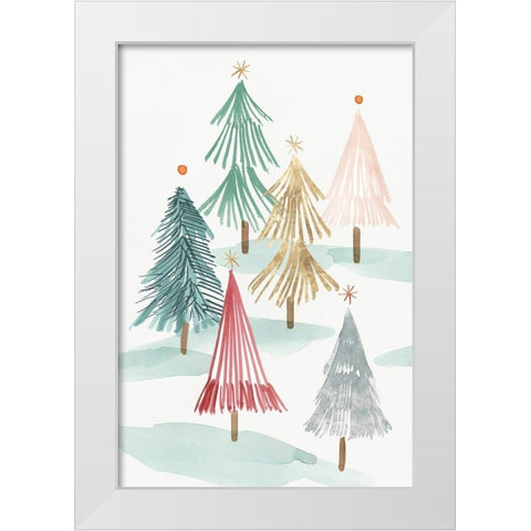 Christmas Trees I  White Modern Wood Framed Art Print by PI Studio