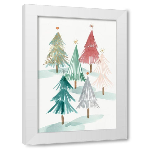 Christmas Trees II  White Modern Wood Framed Art Print by PI Studio