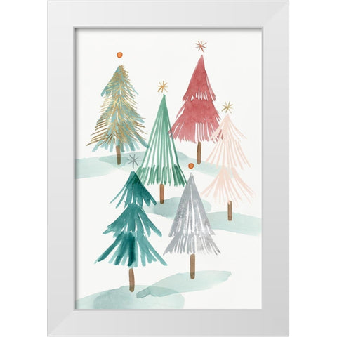 Christmas Trees II  White Modern Wood Framed Art Print by PI Studio