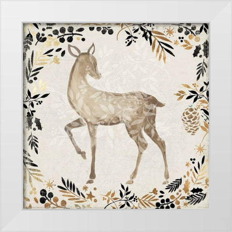 Prancer White Modern Wood Framed Art Print by PI Studio