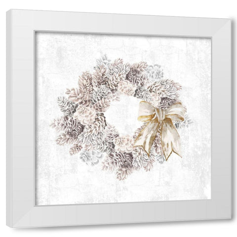 Pinecone Wreath White Modern Wood Framed Art Print by PI Studio