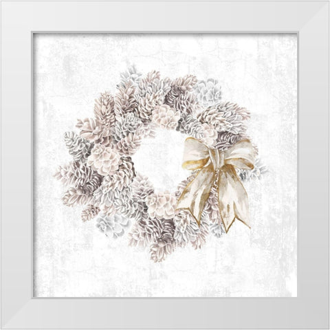 Pinecone Wreath White Modern Wood Framed Art Print by PI Studio