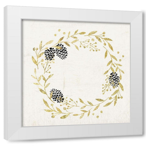 Golden Wreath White Modern Wood Framed Art Print by PI Studio