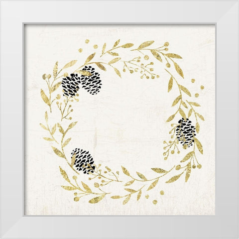 Golden Wreath White Modern Wood Framed Art Print by PI Studio