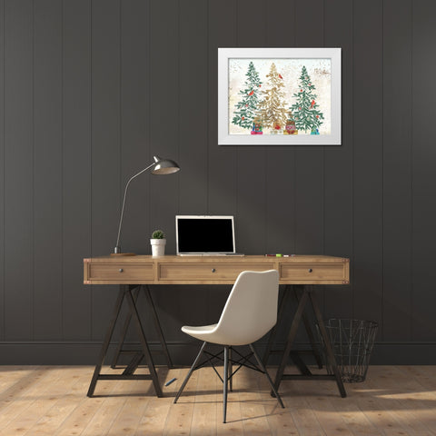 Three Christmas Trees  White Modern Wood Framed Art Print by PI Studio