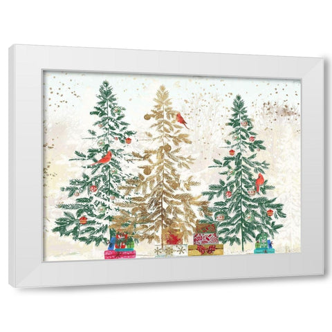 Three Christmas Trees  White Modern Wood Framed Art Print by PI Studio