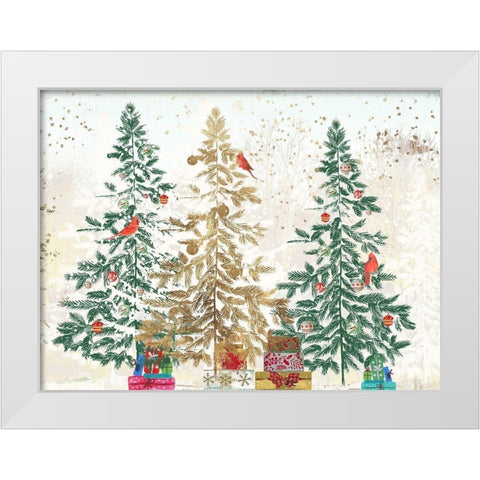 Three Christmas Trees  White Modern Wood Framed Art Print by PI Studio