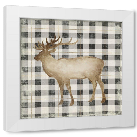 Santas Deer I White Modern Wood Framed Art Print by PI Studio