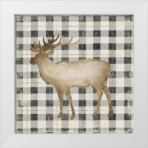 Santas Deer I White Modern Wood Framed Art Print by PI Studio