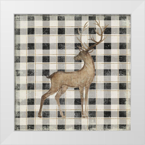 Santas Deer III White Modern Wood Framed Art Print by PI Studio