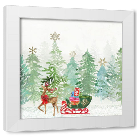 Holiday Greetings White Modern Wood Framed Art Print by PI Studio