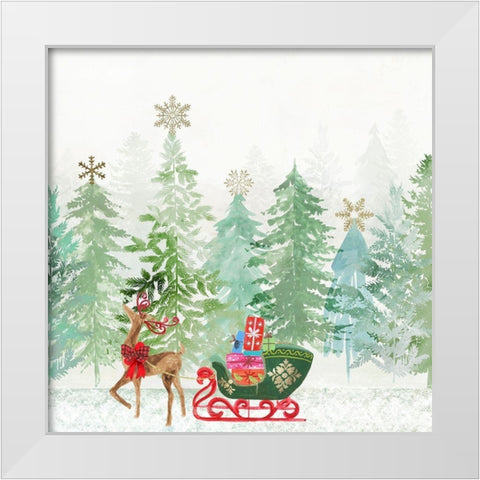 Holiday Greetings White Modern Wood Framed Art Print by PI Studio