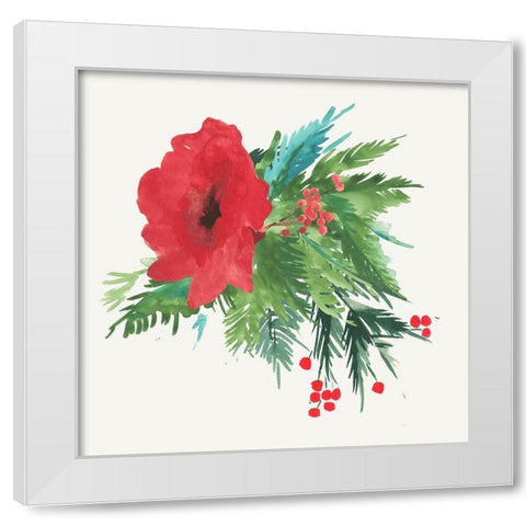 Poinsettia Bouquet White Modern Wood Framed Art Print by PI Studio