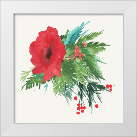 Poinsettia Bouquet White Modern Wood Framed Art Print by PI Studio