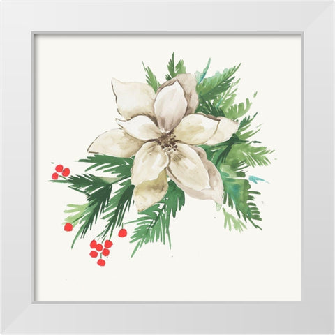 White Poinsettia White Modern Wood Framed Art Print by PI Studio