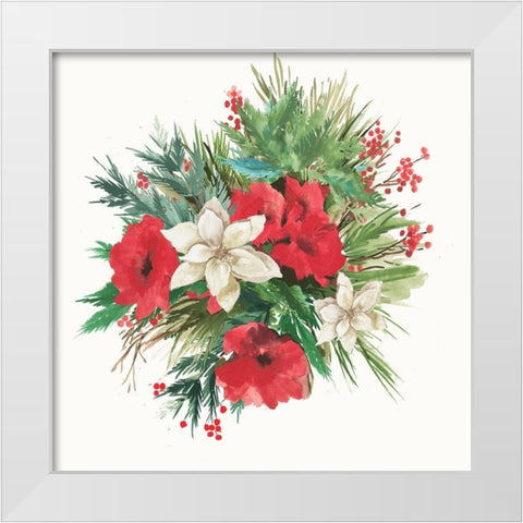 Christmas Bouquet White Modern Wood Framed Art Print by PI Studio