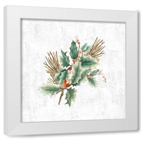 Mistletoe Branch White Modern Wood Framed Art Print by PI Studio