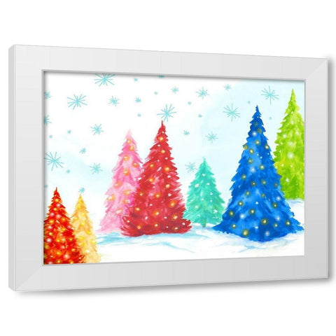 Magic Christmas Trees I  White Modern Wood Framed Art Print by PI Studio