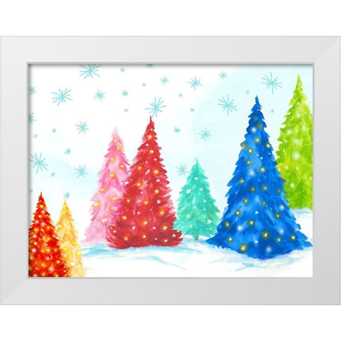 Magic Christmas Trees I  White Modern Wood Framed Art Print by PI Studio