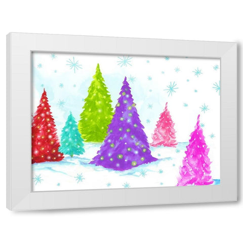 Magic Christmas Trees II   White Modern Wood Framed Art Print by PI Studio