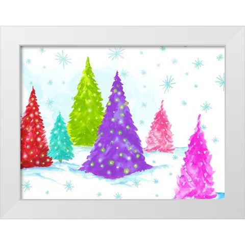 Magic Christmas Trees II   White Modern Wood Framed Art Print by PI Studio