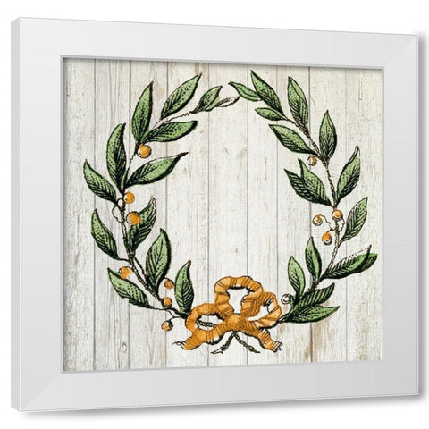 Retro Wreath White Modern Wood Framed Art Print by PI Studio