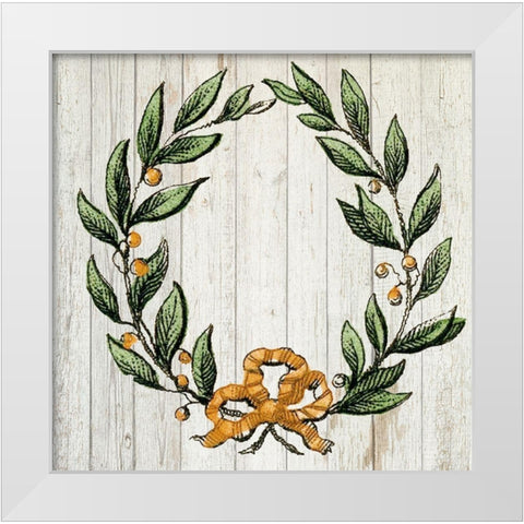 Retro Wreath White Modern Wood Framed Art Print by PI Studio