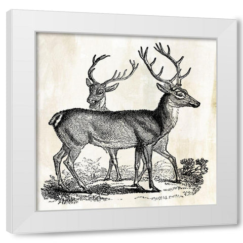 Two Reindeers  White Modern Wood Framed Art Print by PI Studio