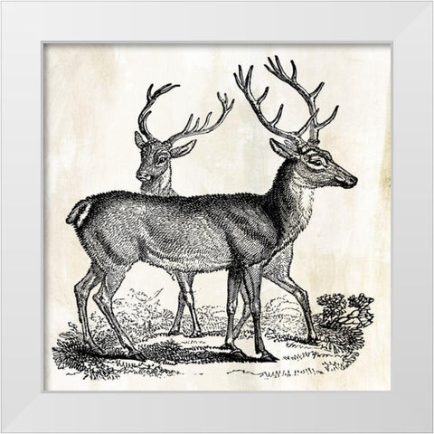 Two Reindeers  White Modern Wood Framed Art Print by PI Studio