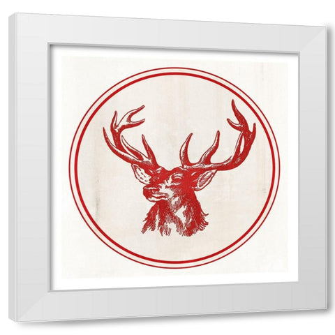 Reindeer Portrait  White Modern Wood Framed Art Print by PI Studio