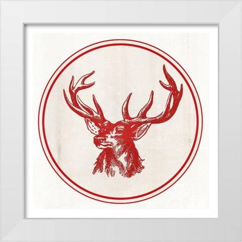 Reindeer Portrait  White Modern Wood Framed Art Print by PI Studio